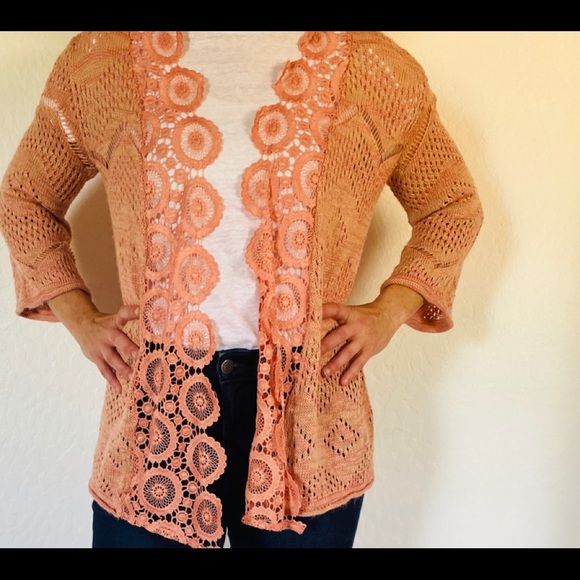 American Rag, pink, lace knit sweater - Picture 2 of 4